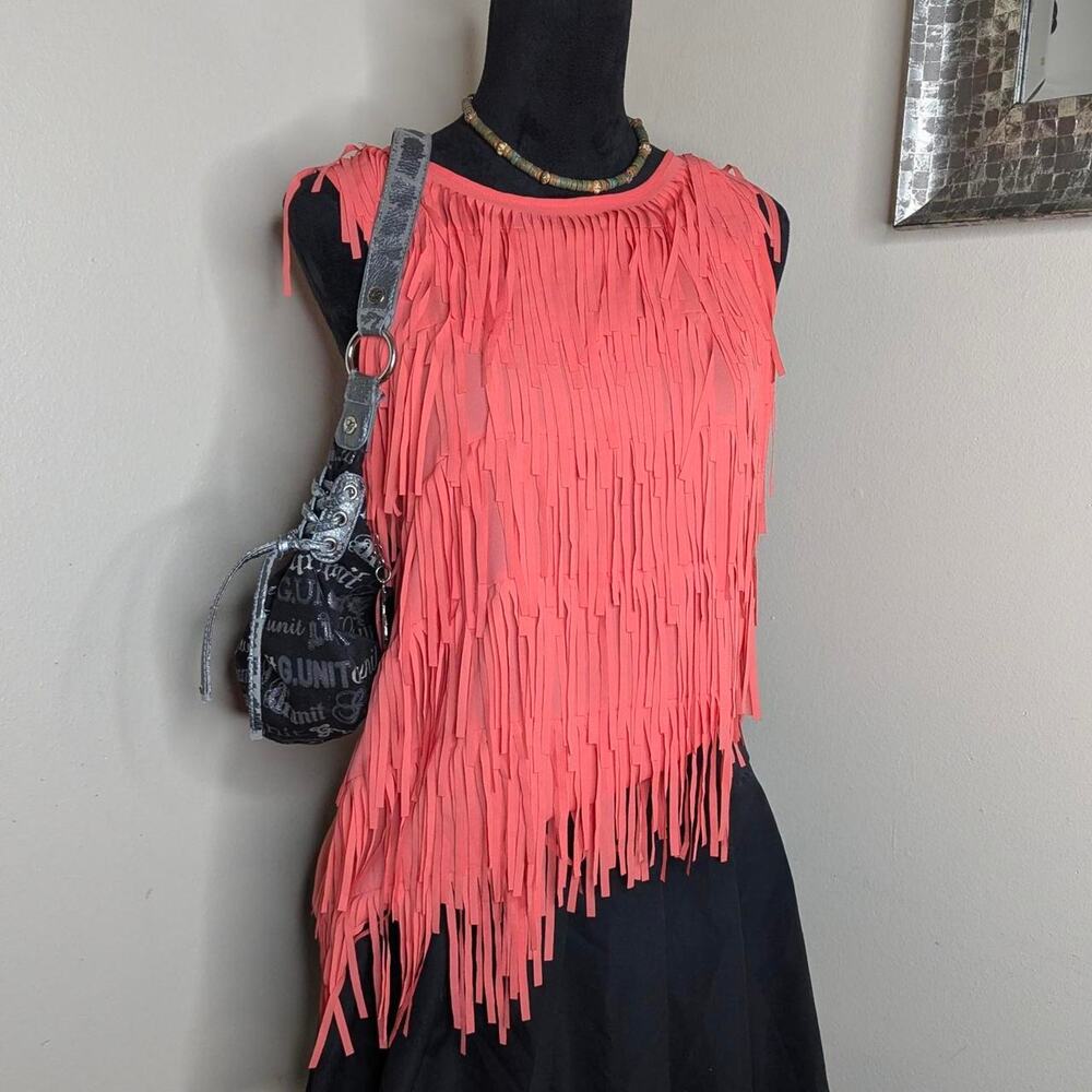 Bobeau pink fringe top medium